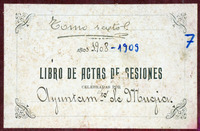 Libros de actas de sesións celebradas. Tomo 6º. 1908-1909