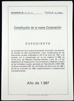 Expediente Constitución da nova Corporación. Ano de 1987